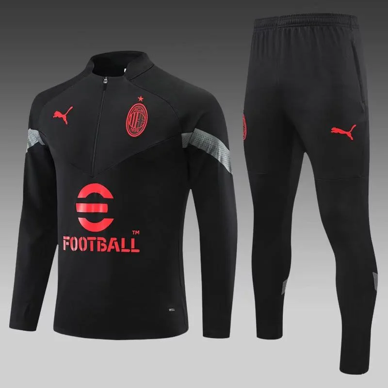 2022-2023 AC Milan Half-Pull Training Suit Black Soccer Jersey 1:1 Thai Quality Set