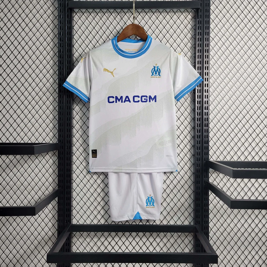 2023-2024 Olympique de Marseille Home Football Shirt 1:1 Thai Quality Kids Size