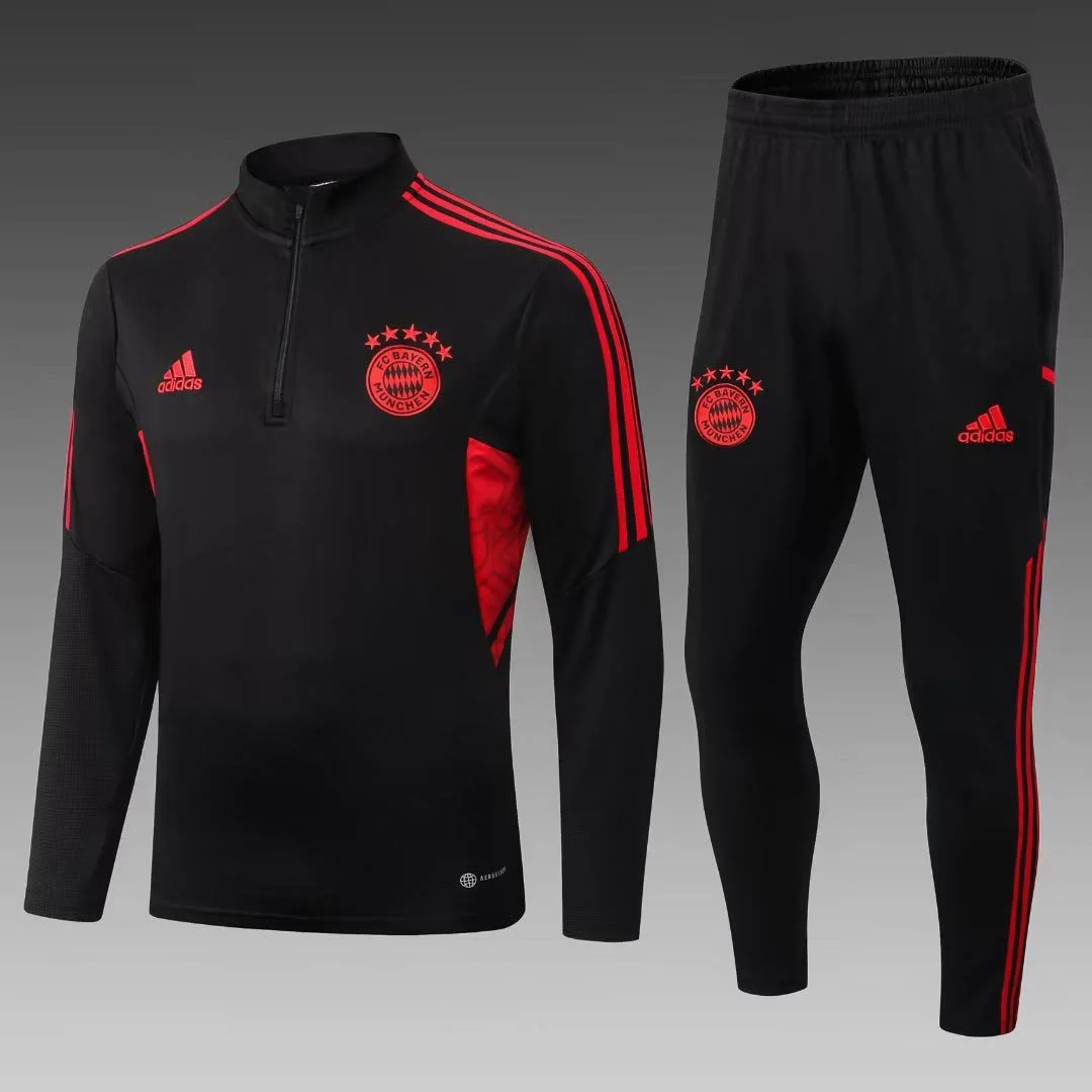 2022-2023 Bayern Munich Half-Pull Training Suit Black Football Shirt 1:1 Thai Quality Set