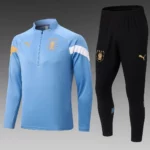 2022 Uruguay Half-Pull Training Suit Sky Blue Soccer Jersey Set