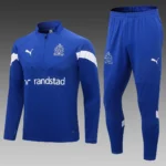 2022-2023 Olympique de Marseille Half-Pull Training Suit Blue Football Jersey Set