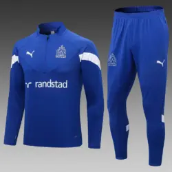 2022-2023 Olympique de Marseille Half-Pull Training Suit Blue Football Jersey Set