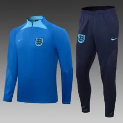 2022 England Half-Pull Training Suit Blue Soccer Jersey Set