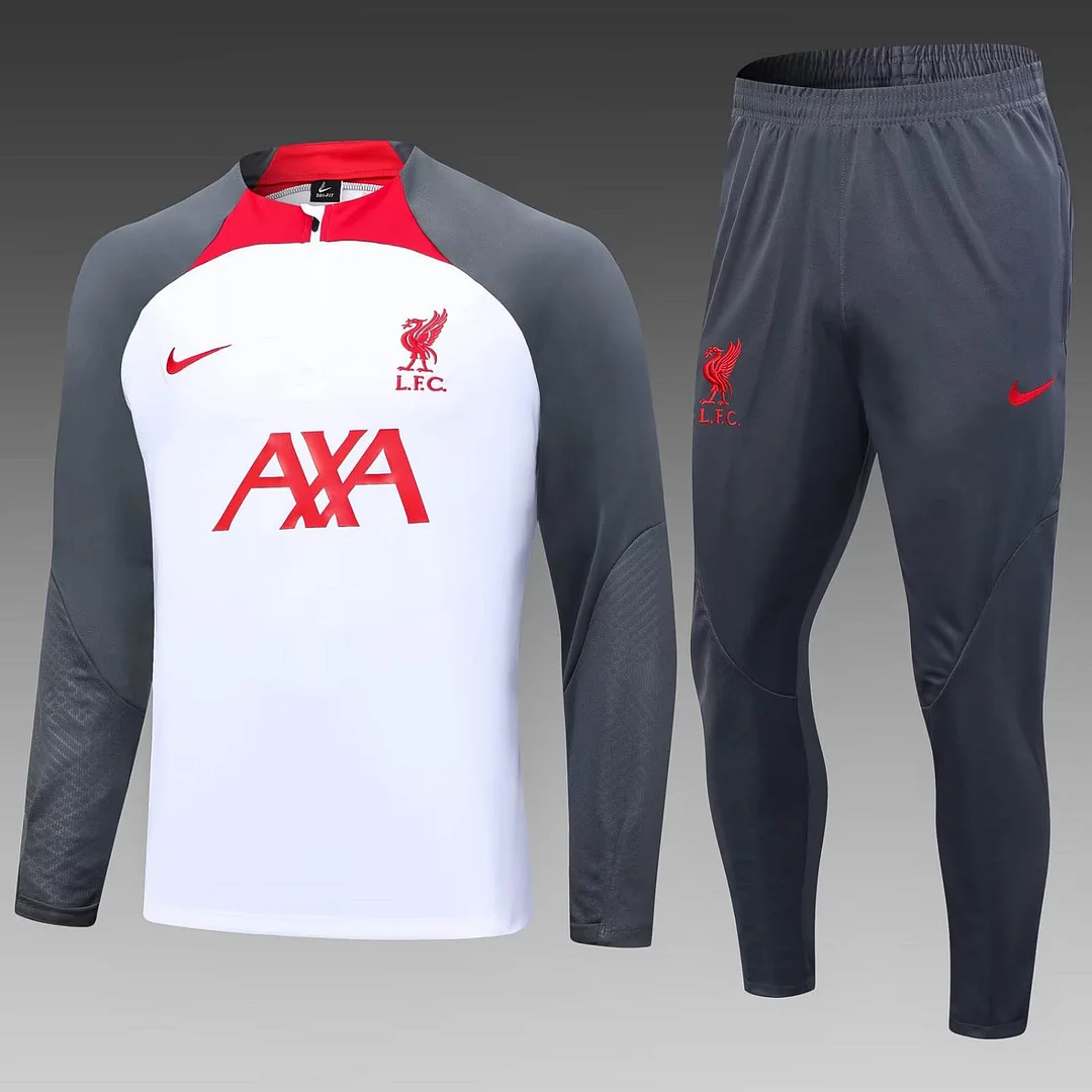 2023-2024 Liverpool Half-Pull Training Suit White Jersey 1:1 Thai Quality Set