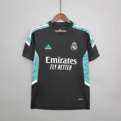 2021-2022 Real Madrid Training Wear Football Shirt Black Green