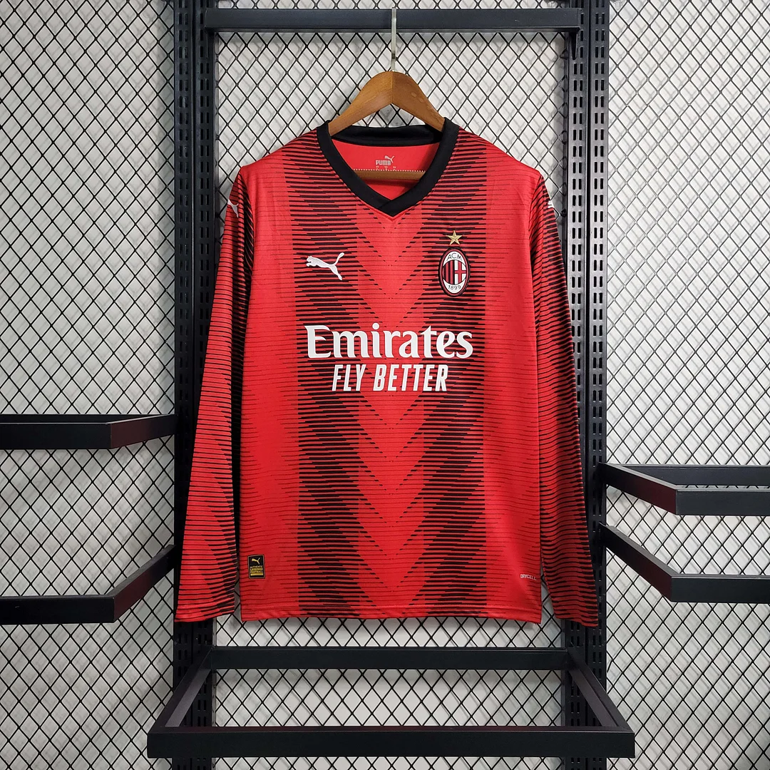 2023-2024 Long Sleeve AC Milan Home Football Shirt 1:1 Thai Quality 2023-2024 Long Sleeve AC Milan Home Football Shirt 1:1 Thai Quality
