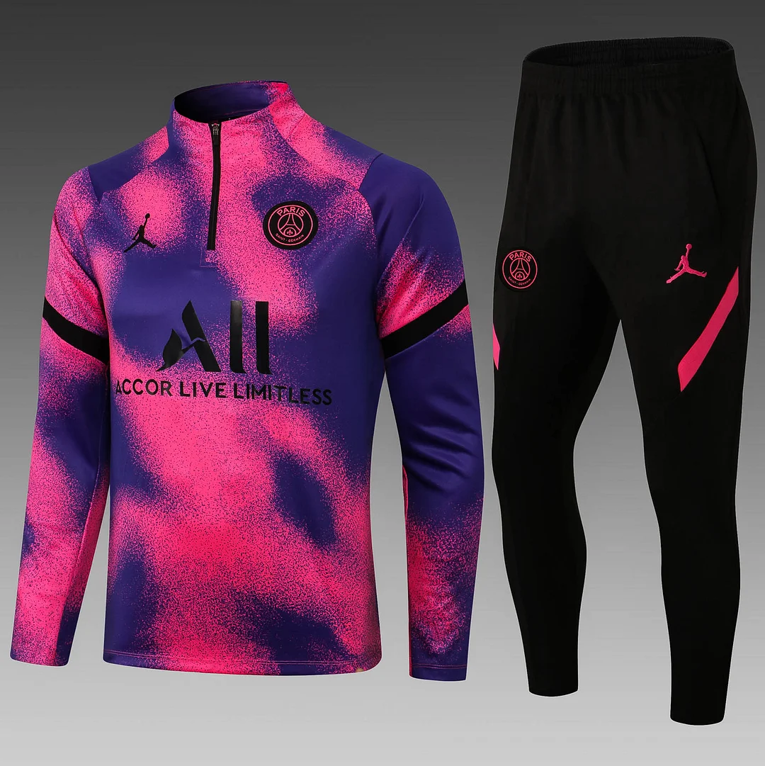 2021-2022 Psg Paris Saint-Germain Half-Pull Training Suit Pink Set