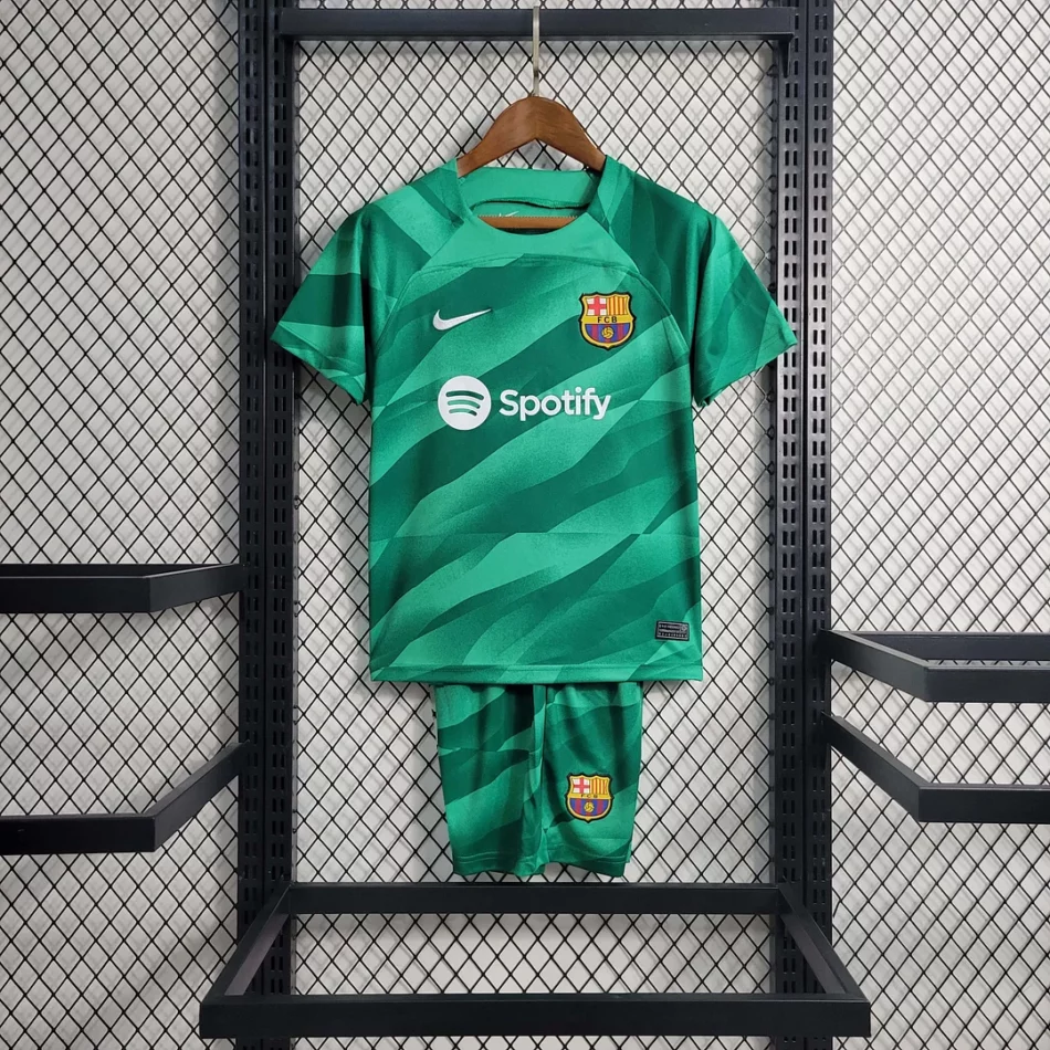 2023 2024 Barcelona Goalkeeper Green Soccer Shirt 1:1 Thai Quality Kids Size