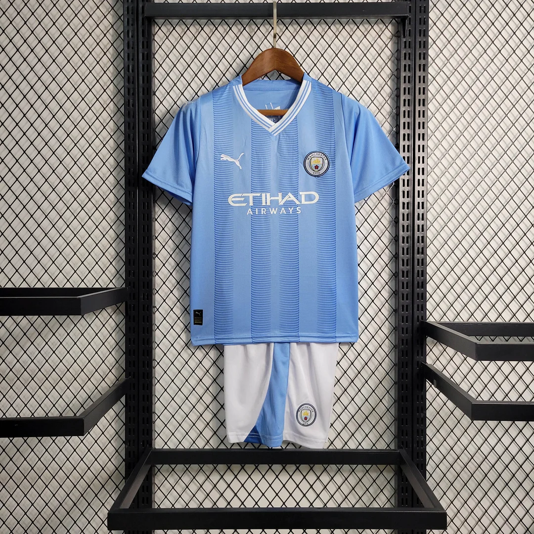 2023-2024 Manchester City Home Football Shirt 1:1 Thai Quality Kids Size