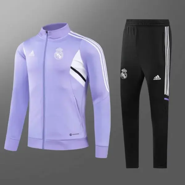 2022-2023 Real Madrid Long Zipped Jacket Purple Football Shirt Set 2022-2023 Real Madrid Long Zipped Jacket Purple Football Shirt Set