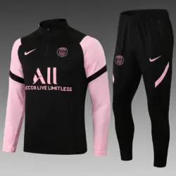 2021-2022 Psg Paris Saint-Germain Half-Pull Training Suit Black Set