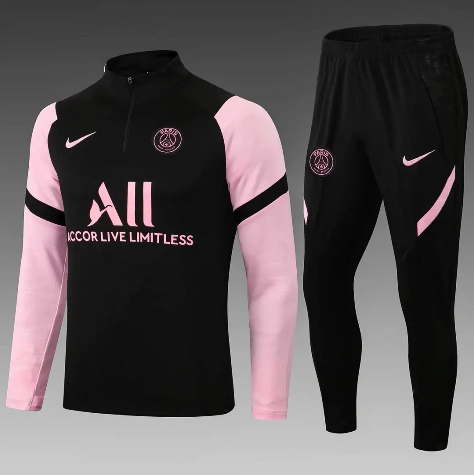 2021-2022 Psg Paris Saint-Germain Half-Pull Training Suit Black Set
