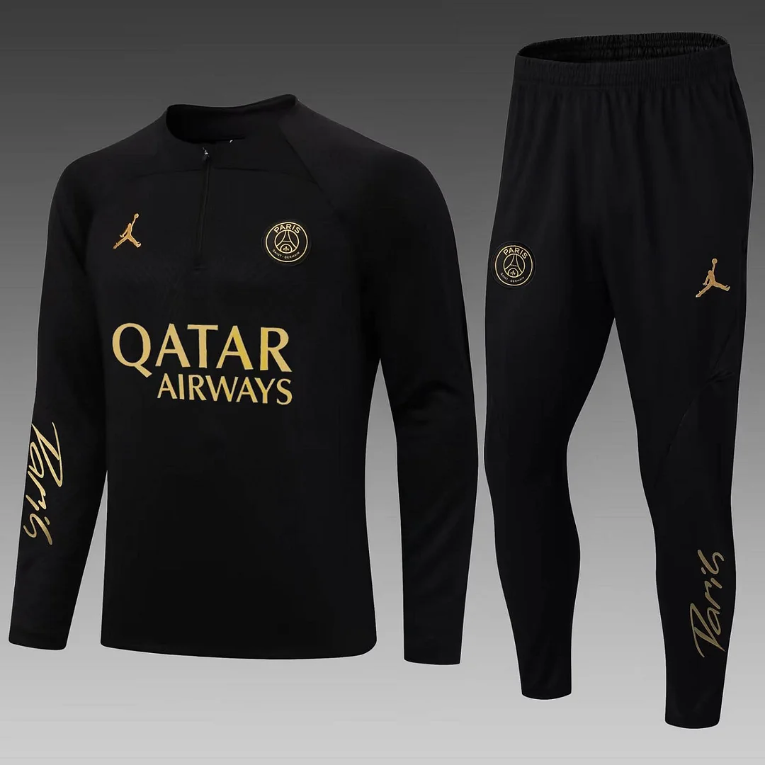2022-2023 Psg Paris Saint-Germain Half-Pull Training Suit Black Set 2022-2023 Psg Paris Saint-Germain Half-Pull Training Suit Black Set