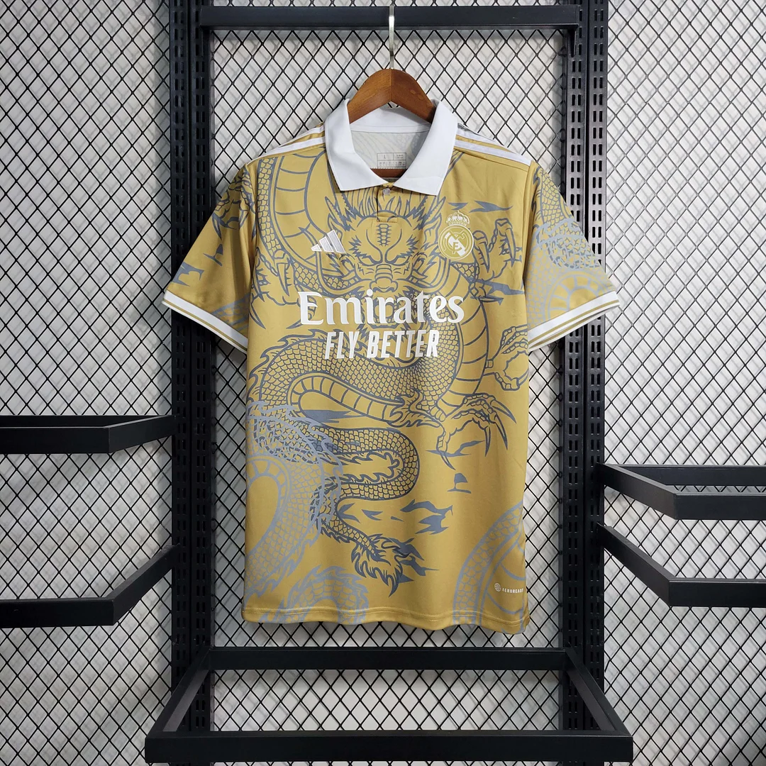 2023-2024 Real Madrid Chinese Gold Dragon Football Shirt 2023-2024 Real Madrid Chinese Gold Dragon Football Shirt