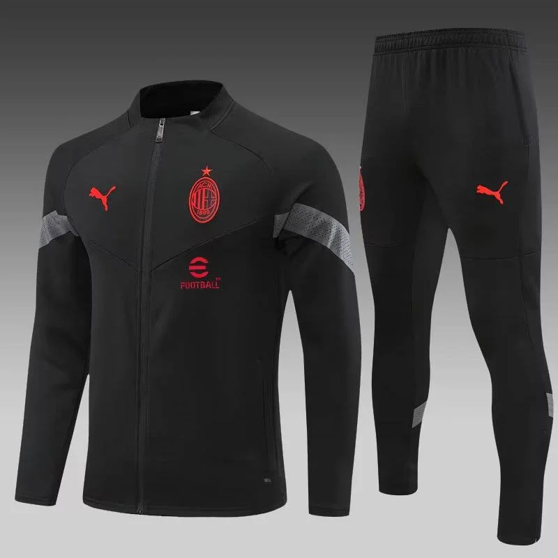 2022-2023 AC Milan Long Zipped Black Soccer Jersey 2022-2023 AC Milan Long Zipped Black Soccer Jersey