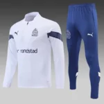 2022-2023 Olympique de Marseille Half-Pull Training Suit White Football Jersey Set