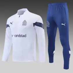 2022-2023 Olympique de Marseille Half-Pull Training Suit White Football Jersey Set