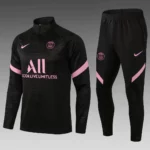 2021-2022 Psg Paris Saint-Germain Half-Pull Training Suit Black Set