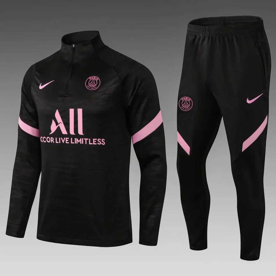 2021-2022 Psg Paris Saint-Germain Half-Pull Training Suit Black Set