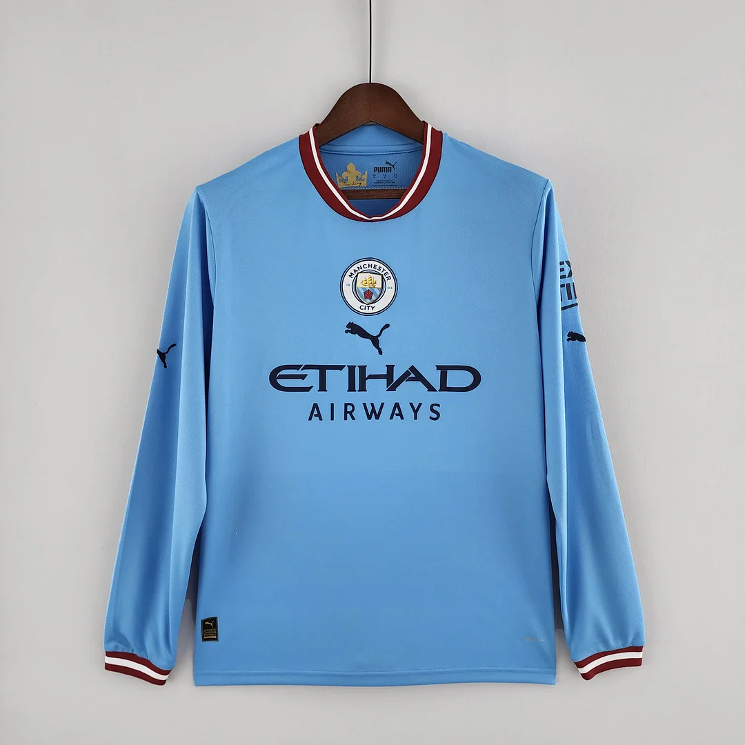 2022-2023 Long Sleeve Manchester City Home Football Shirt 1:1 Thai Quality