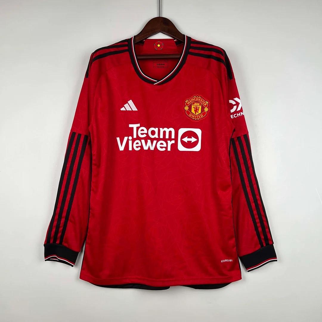 2023-2024 Long Sleeve Manchester United Home Football Shirt