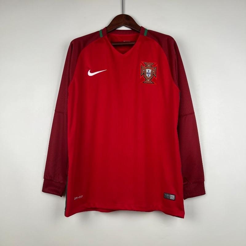 Retro 2016-2017 Long Sleeve Portugal Soccer Jersey Home