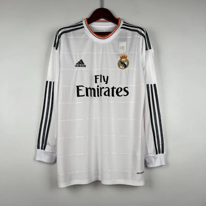 Retro 2013-2014 Long Sleeve Real Madrid Soccer Jersey Home