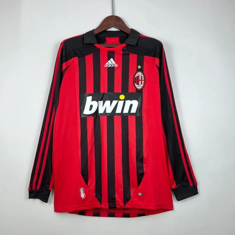 Retro 2007-2008 Long Sleeve AC Milan Soccer Jersey Home