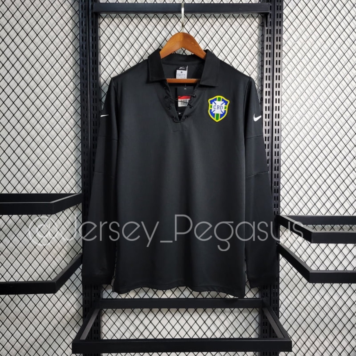 Retro 2004 Long Sleeve Brazil Special Edition Black Soccer Jersey Retro 2004 Long Sleeve Brazil Special Edition Black Soccer Jersey