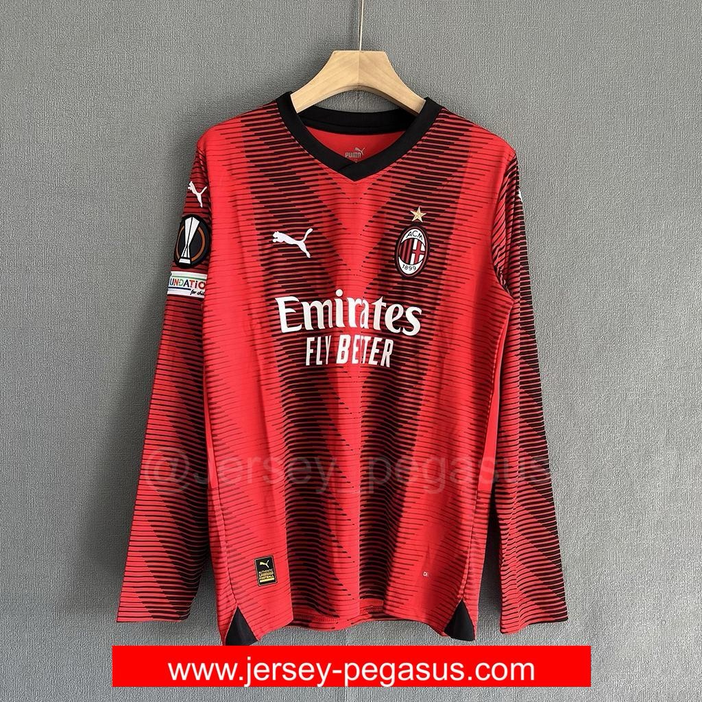 2023-2024 AC MILAN LONG SLEEVE HOME JERSEY
