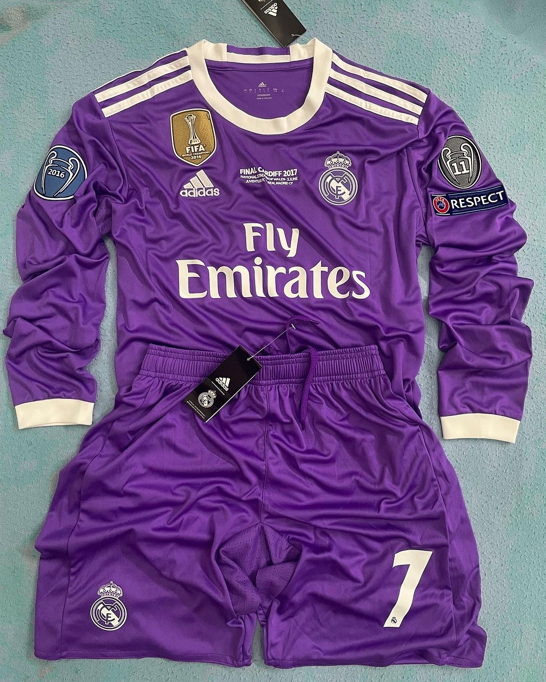 REAL MADRID FINAL CARDIFF 2017 LONG SLEEVE JERSEY WITH SHORT
