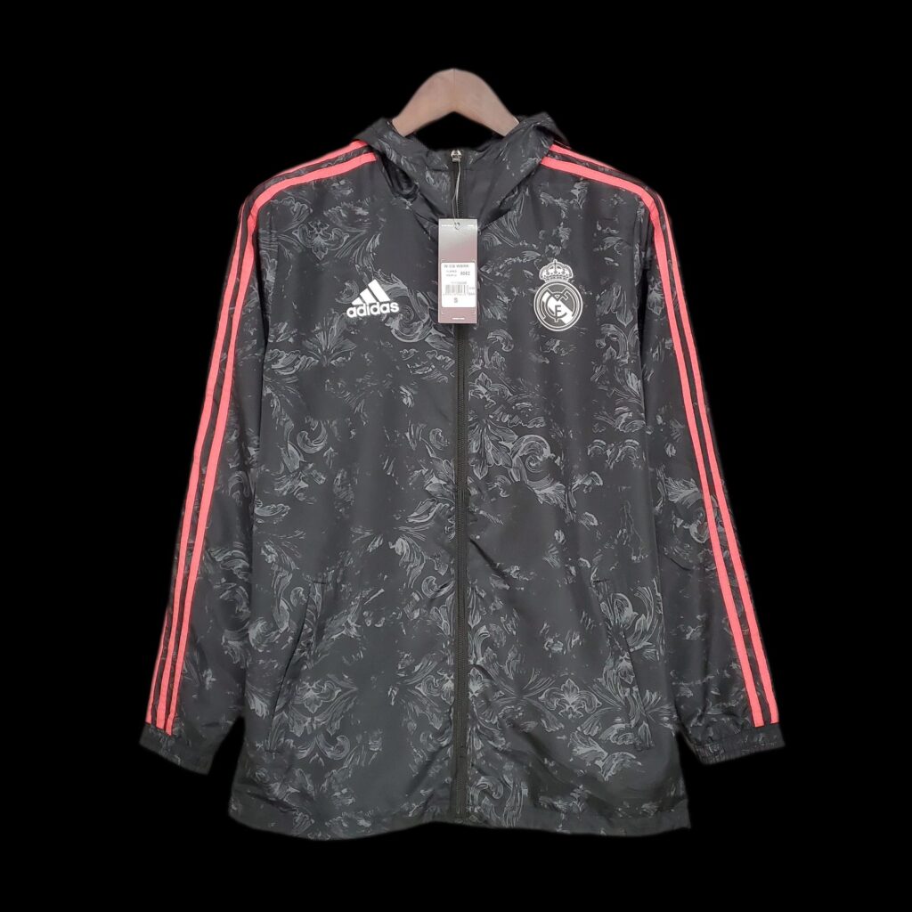 21-22 Windbreaker Real Madrid Black Pattern