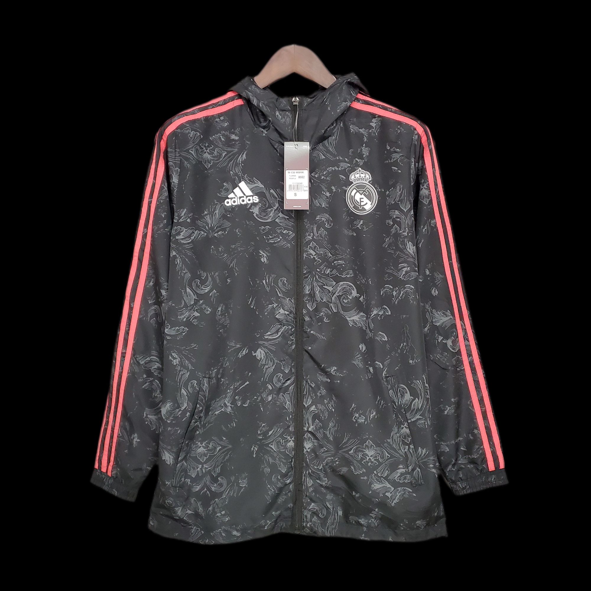 21-22 Windbreaker Real Madrid Black Pattern 21-22 Windbreaker Real Madrid Black Pattern