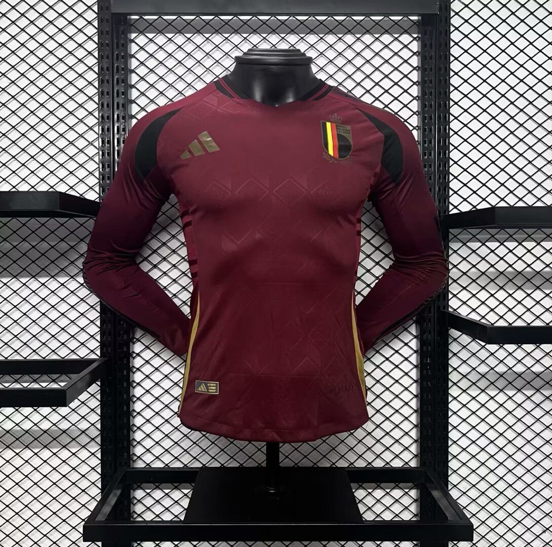 Belgium 2024-25 Euro Home Long Sleeves Jersey – Player Version