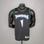 EDWARDS#1 2018 Retro Timberwolves Black NBA Jersey