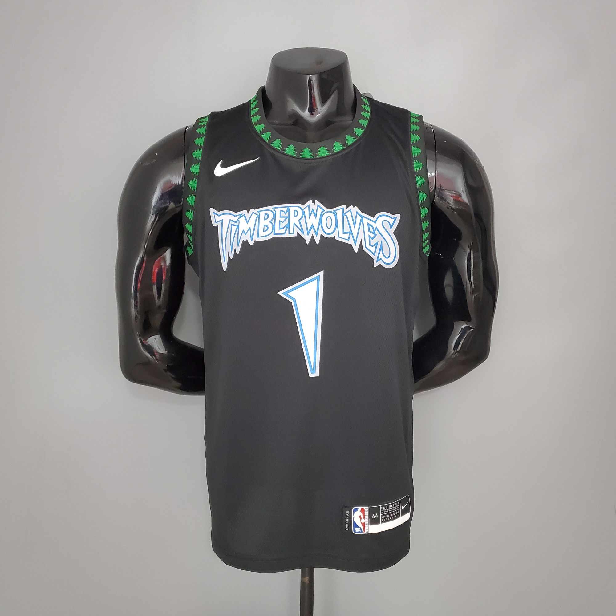 EDWARDS#1 2018 Retro Timberwolves Black NBA Jersey