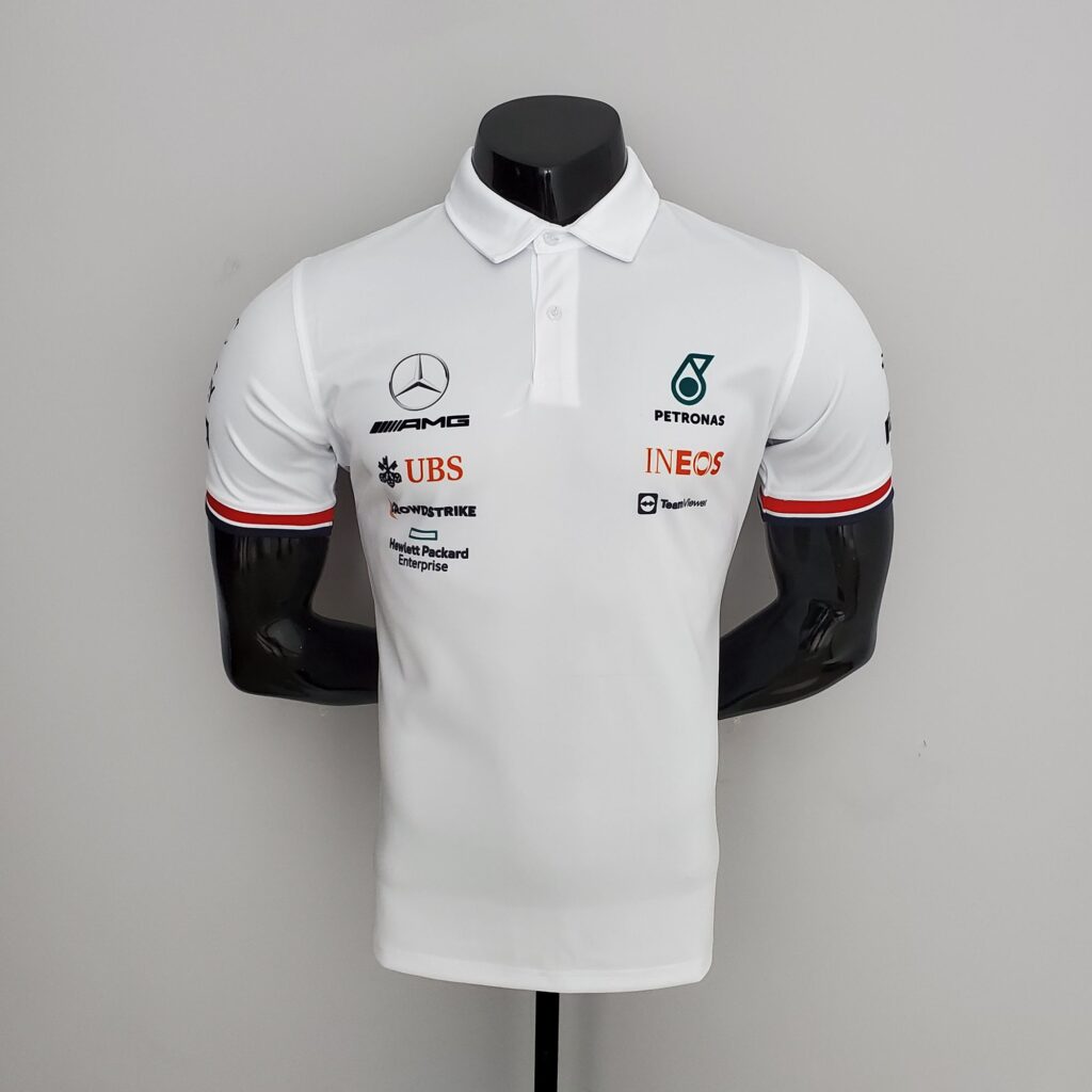 F1 Formula One 2022 Racing Suit Mercedes Polo White