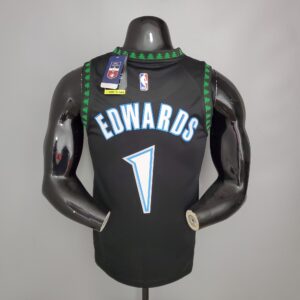 EDWARDS#1 2018 Retro Timberwolves Black NBA Jersey