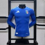 Italy 2024-25 Euro Home Long Sleeves Jersey – Player Version