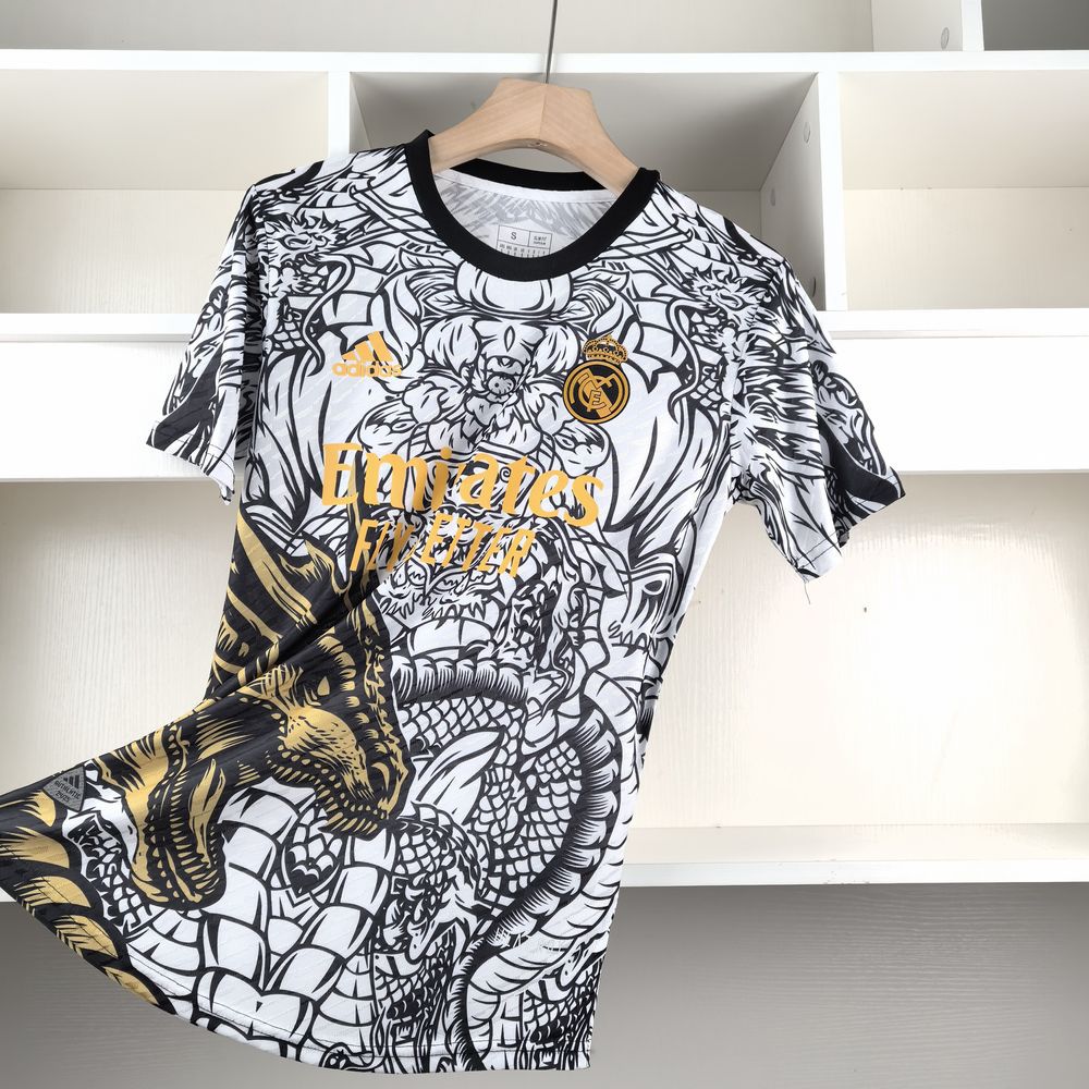 Real Madrid 2024-25 Dragon Kit Black white Player Version Real Madrid 2024-25 Dragon Kit Black white Player Version