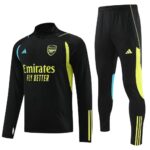 23-24 Arsenal black with green and blue half zipper sweater tracksuit