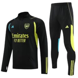23-24 Arsenal black with green and blue half zipper sweater tracksuit