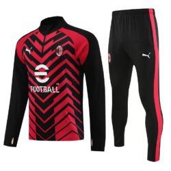 23-24 AC black with red half zipper training tracksuit