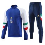 23-24 Italy blue with white half zipper sweater tracksuit