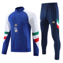 23-24 Italy blue with white half zipper sweater tracksuit