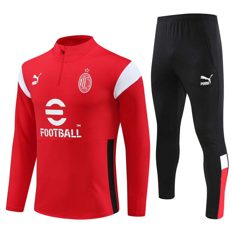 23-24 AC red half zipper sweater tracksuit