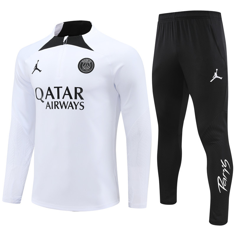 23-24 PS G Jrdan white with black half zipper training tracksuit 23-24 PS G Jrdan white with black half zipper training tracksuit