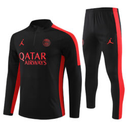 23-24 PS G black with red stripe half zipper sweater tracksuit