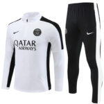 23-24 PS G white with black stripe half zipper sweater tracksuit