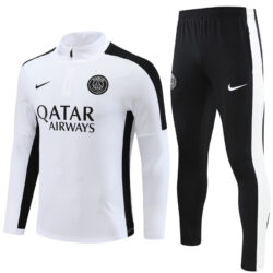 23-24 PS G white with black stripe half zipper sweater tracksuit